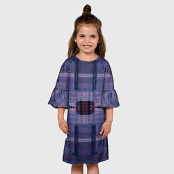 Платье клеш для девочки Технический фиолетовый паттерн, цвет: 3D-принт — фото 2