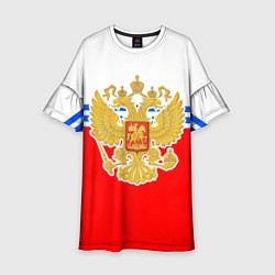 Платье клеш для девочки Герб Российской Федерации - полосы, цвет: 3D-принт