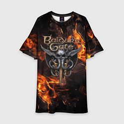 Платье клеш для девочки Baldurs Gate 3 fire logo, цвет: 3D-принт