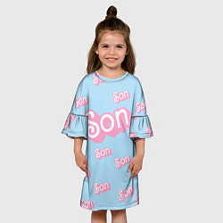 Платье клеш для девочки Сын - в стиле Барби: паттерн голубой, цвет: 3D-принт — фото 2