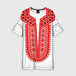 Платье клеш для девочки Красная славянская вышиванка, цвет: 3D-принт