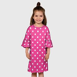 Платье клеш для девочки Горошек в цвете Барби, цвет: 3D-принт — фото 2