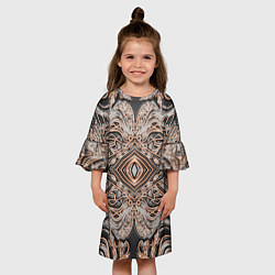 Платье клеш для девочки Выпуклая мандала на тиснённой коже, цвет: 3D-принт — фото 2