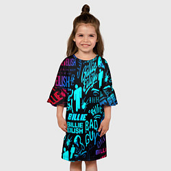 Платье клеш для девочки Billie Eilish neon pattern, цвет: 3D-принт — фото 2