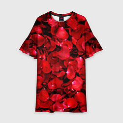 Платье клеш для девочки Лепестки алых роз, цвет: 3D-принт