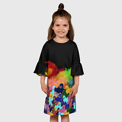 Платье клеш для девочки Приведения из дыма, цвет: 3D-принт — фото 2