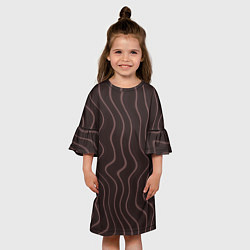Платье клеш для девочки Кривые линии красно-коричневый, цвет: 3D-принт — фото 2