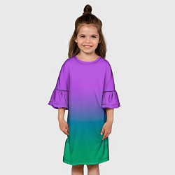 Платье клеш для девочки Градиент северное сияние, цвет: 3D-принт — фото 2