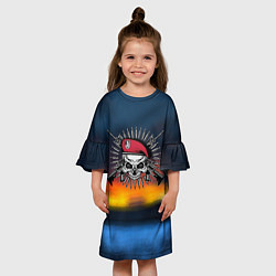 Платье клеш для девочки Спецназ краповый берет, цвет: 3D-принт — фото 2