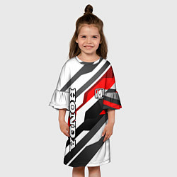 Платье клеш для девочки Honda - red and white, цвет: 3D-принт — фото 2
