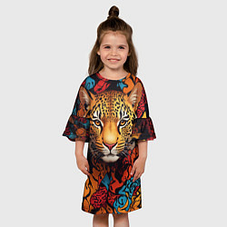 Платье клеш для девочки Леопард с африканскими узорами, цвет: 3D-принт — фото 2
