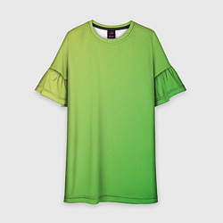 Платье клеш для девочки Градиент - зеленый лайм, цвет: 3D-принт