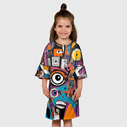 Платье клеш для девочки Глаз в смеси современных искусств - абстракционизм, цвет: 3D-принт — фото 2