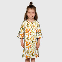 Платье клеш для девочки Осенние листья и желуди, цвет: 3D-принт — фото 2