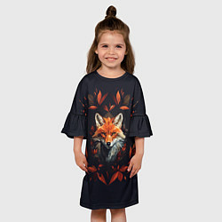 Платье клеш для девочки Арт осенняя лиса, цвет: 3D-принт — фото 2