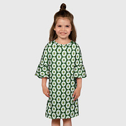 Платье клеш для девочки Белые ромашки на тёмно-зелёном, цвет: 3D-принт — фото 2