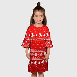 Платье клеш для девочки Свитер с драконами - паттерн, цвет: 3D-принт — фото 2