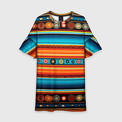 Платье клеш для девочки Этнический узор в горизонтальную полоску, цвет: 3D-принт
