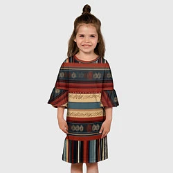 Платье клеш для девочки Этнический принт в полоску, цвет: 3D-принт — фото 2