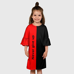 Платье клеш для девочки Never give up мотивация красно-чёрный, цвет: 3D-принт — фото 2