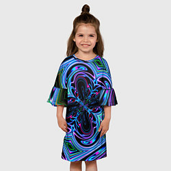 Платье клеш для девочки Абстракция neon, цвет: 3D-принт — фото 2