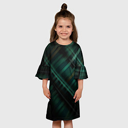 Платье клеш для девочки Тёмно-зелёная шотландская клетка, цвет: 3D-принт — фото 2