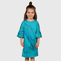 Платье клеш для девочки Голубая масляная краска, цвет: 3D-принт — фото 2