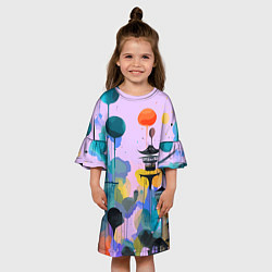 Платье клеш для девочки Фантазийный японский паттерн, цвет: 3D-принт — фото 2