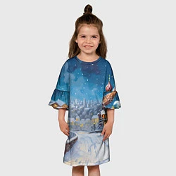 Платье клеш для девочки Москва новый год, цвет: 3D-принт — фото 2
