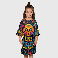 Платье клеш для девочки Узор в мексиканском стиле, цвет: 3D-принт — фото 2