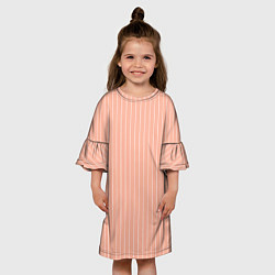 Платье клеш для девочки Строгий персиковый в полоску, цвет: 3D-принт — фото 2
