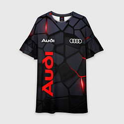 Платье клеш для девочки Audi черные плиты с эффектом свечения, цвет: 3D-принт