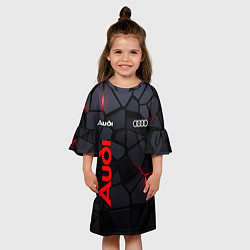 Платье клеш для девочки Audi черные плиты с эффектом свечения, цвет: 3D-принт — фото 2