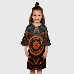 Платье клеш для девочки Орнамент в африканском стиле на тёмном фоне, цвет: 3D-принт — фото 2