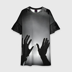 Платье клеш для девочки Руки зомби и силуэт в тумане, цвет: 3D-принт