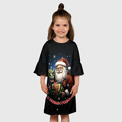 Платье клеш для девочки Дед мороз с драконом, цвет: 3D-принт — фото 2