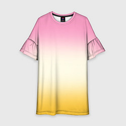 Платье клеш для девочки Розовый бежевый желтый градиент, цвет: 3D-принт