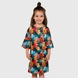 Платье клеш для девочки Нарисованная трава паттерн, цвет: 3D-принт — фото 2