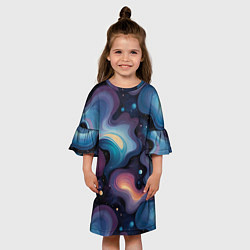 Платье клеш для девочки Космические волны и звездная пыль, цвет: 3D-принт — фото 2