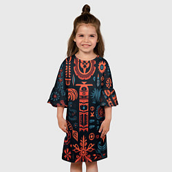 Платье клеш для девочки Абстрактный паттерн в славянской стилистике, цвет: 3D-принт — фото 2