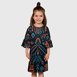 Платье клеш для девочки Абстрактный рисунок в славянском стиле, цвет: 3D-принт — фото 2
