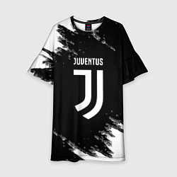 Платье клеш для девочки Juventus спорт краски черно белый, цвет: 3D-принт