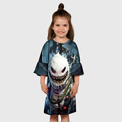Платье клеш для девочки Монстр снеговик, цвет: 3D-принт — фото 2