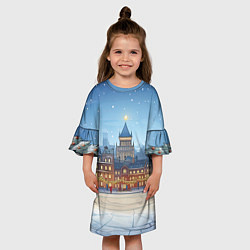 Платье клеш для девочки Новогодняя площадь, цвет: 3D-принт — фото 2