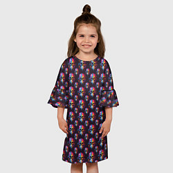 Платье клеш для девочки Череп покрытый стекающей краской паттерн, цвет: 3D-принт — фото 2