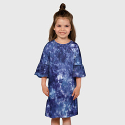 Платье клеш для девочки Абстракция - sea blue, цвет: 3D-принт — фото 2