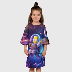 Платье клеш для девочки Барт Симпсон с лазерным пистолетом в космосе, цвет: 3D-принт — фото 2