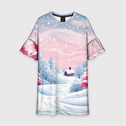 Платье клеш для девочки Пушистый снегопад, цвет: 3D-принт