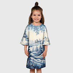 Платье клеш для девочки Зимняя сказка 2024, цвет: 3D-принт — фото 2