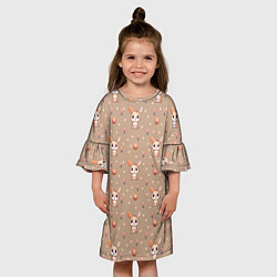 Платье клеш для девочки Паттерн с зайчиками, цвет: 3D-принт — фото 2
